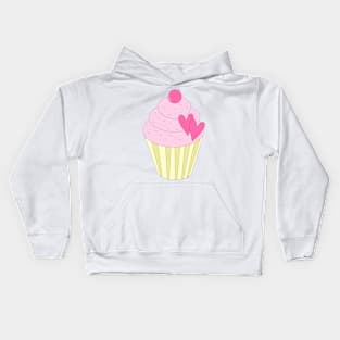 Pink Love Heart Cupcake Digital Art | Melanie Jensen Illustrations Kids Hoodie